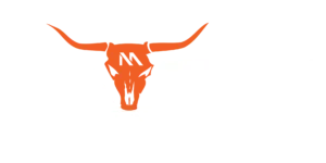 Maverick logo - white with orange steer head